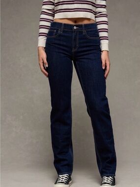 American Eagle womens straight leg stretch jeans dark wash size 12